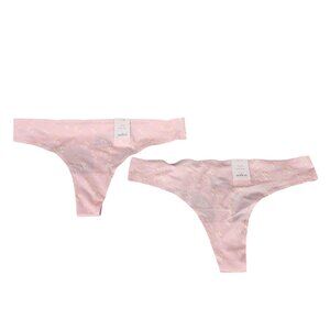 2 Pack Womens Auden Pink Bonded Micro Thong Lot of 2 Size L (12-14)